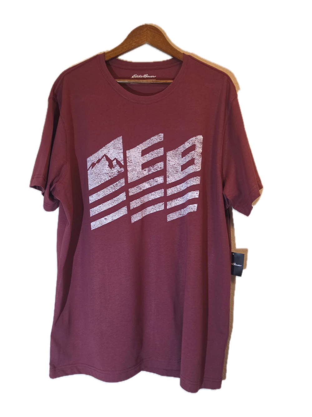 Eddie Bauer Shirt Mens XL Red Graphic Crewneck Cotton Polyester Tagless Logo